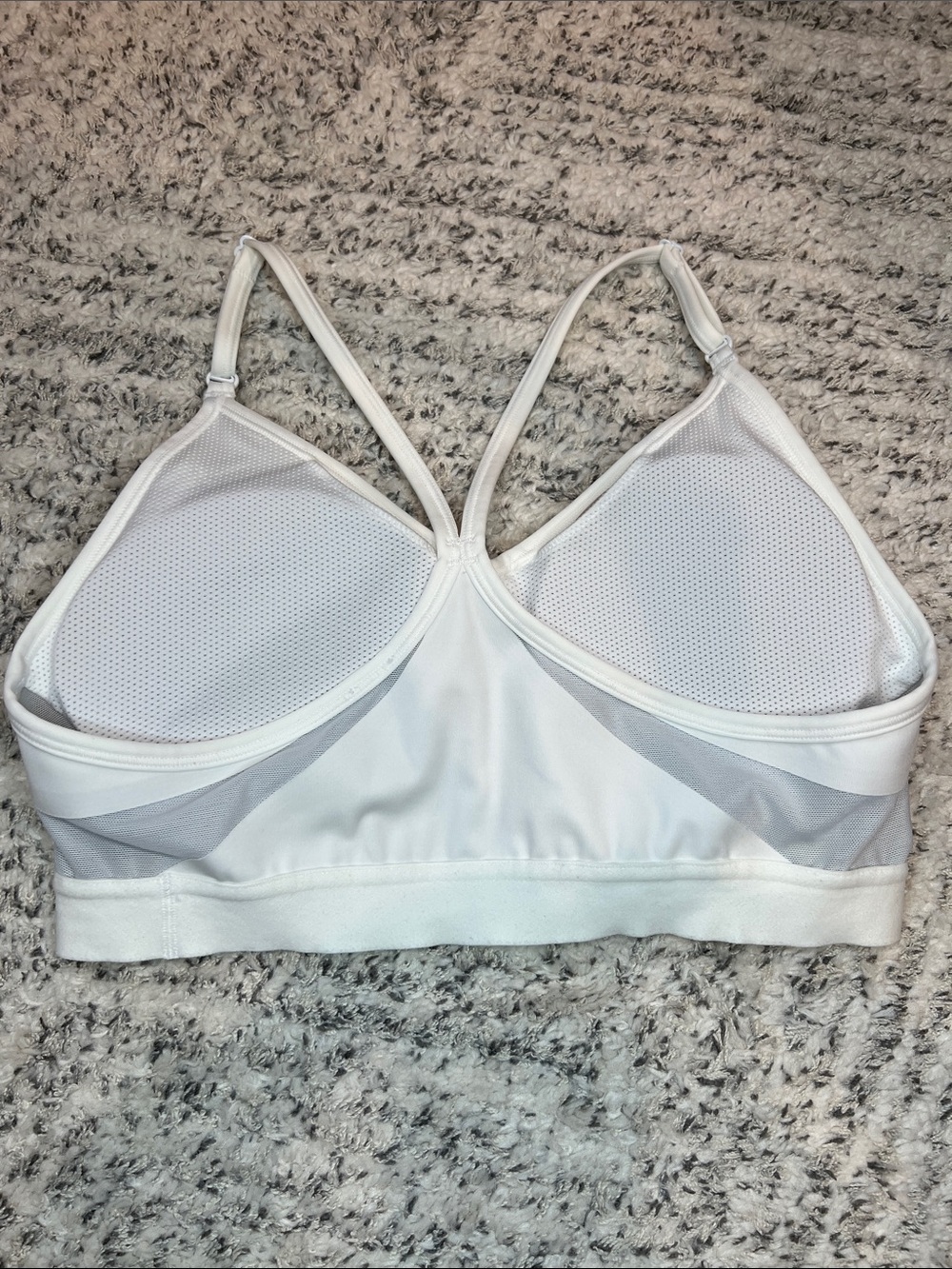 Like New Nike White Sports Bra with Light Gray Swoosh Logo - Picture 4 of 6